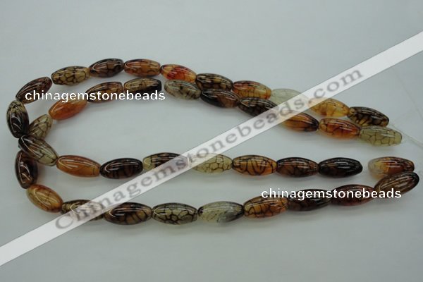 CAG4127 15.5 inches 10*20mm rice dragon veins agate beads