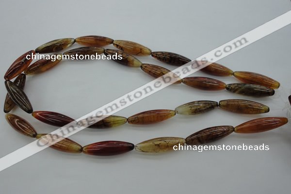 CAG4128 15.5 inches 8*30mm rice dragon veins agate beads