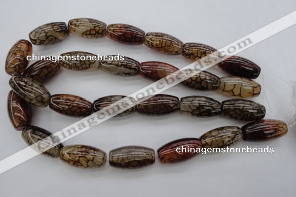 CAG4130 15.5 inches 15*30mm rice dragon veins agate beads