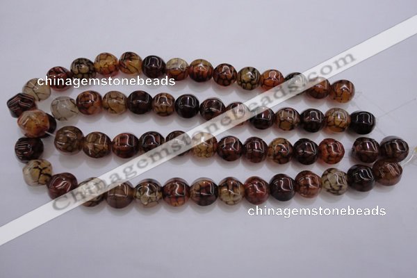 CAG4144 15.5 inches 14*14mm pumpkin dragon veins agate beads