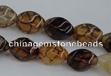 CAG4148 15.5 inches 6*10mm twisted rice dragon veins agate beads