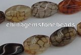 CAG4149 15.5 inches 6*12mm twisted rice dragon veins agate beads