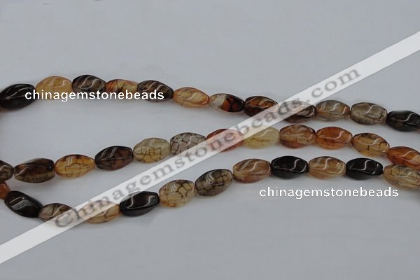 CAG4149 15.5 inches 6*12mm twisted rice dragon veins agate beads