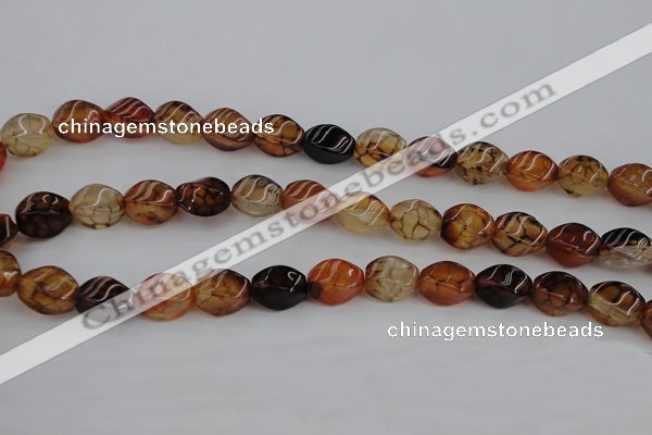 CAG4150 15.5 inches 8*12mm twisted rice dragon veins agate beads