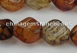 CAG4151 15.5 inches 10*14mm twisted rice dragon veins agate beads