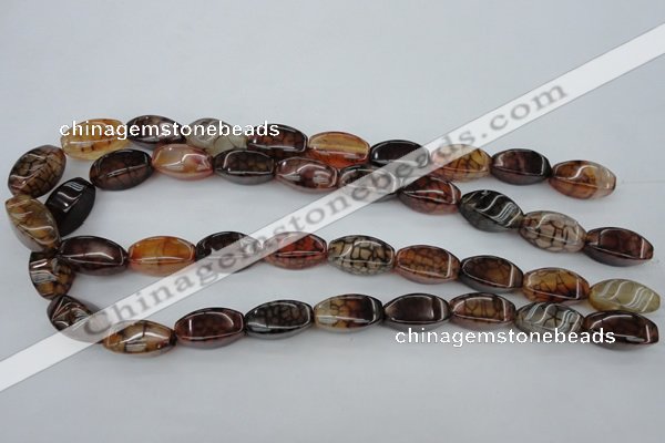 CAG4154 15.5 inches 10*20mm twisted rice dragon veins agate beads