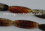 CAG4159 15.5 inches 10*30mm trihedron dragon veins agate beads