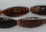 CAG4160 15.5 inches 12*30mm trihedron dragon veins agate beads