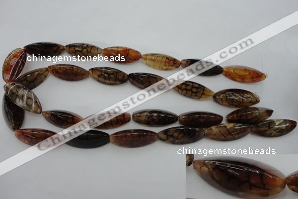 CAG4160 15.5 inches 12*30mm trihedron dragon veins agate beads