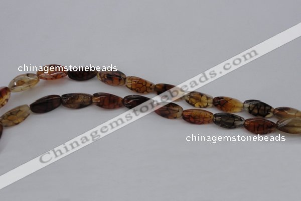 CAG4162 15.5 inches 8*16mm twisted trihedron dragon veins agate beads