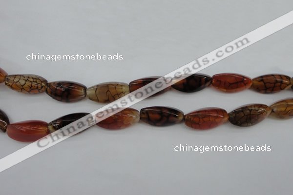 CAG4164 15.5 inches 10*20mm twisted trihedron dragon veins agate beads