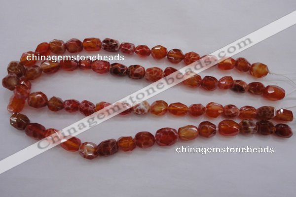 CAG4175 15.5 inches 9*12mm faceted nuggets natural fire agate beads