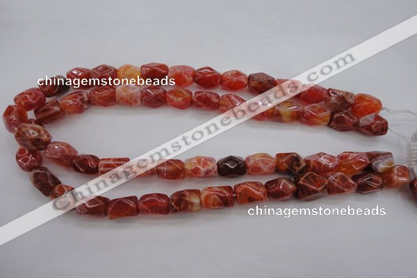 CAG4177 15.5 inches 10*14mm faceted nuggets natural fire agate beads