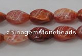 CAG4186 15.5 inches 8*16mm twisted rice natural fire agate beads