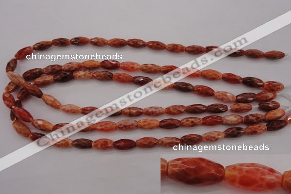 CAG4194 15.5 inches 8*14mm faceted rice natural fire agate beads