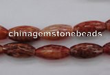 CAG4195 15.5 inches 8*16mm faceted rice natural fire agate beads