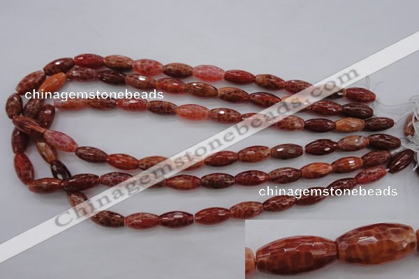 CAG4195 15.5 inches 8*16mm faceted rice natural fire agate beads