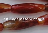 CAG4198 15.5 inches 12*35mm faceted rice natural fire agate beads