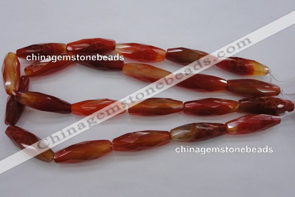 CAG4198 15.5 inches 12*35mm faceted rice natural fire agate beads