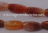 CAG4199 15.5 inches 7*14mm twisted trihedron natural fire agate beads