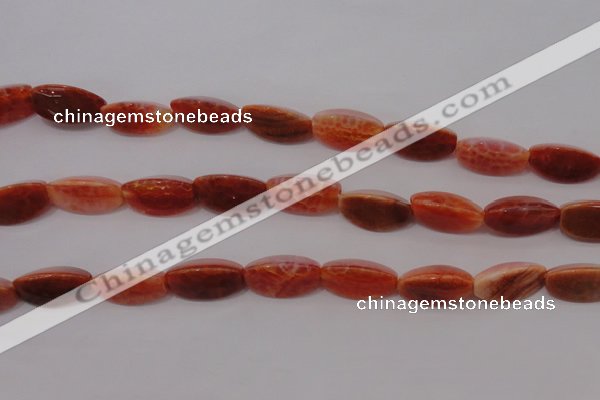 CAG4200 15.5 inches 8*16mm twisted trihedron natural fire agate beads