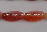 CAG4201 7*14mm faceted & twisted trihedron natural fire agate beads