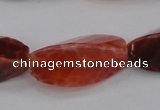 CAG4202 10*20mm faceted & twisted trihedron natural fire agate beads