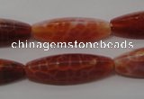 CAG4206 15.5 inches 10*30mm trihedron natural fire agate beads