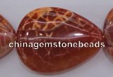 CAG4222 15.5 inches 30*40mm flat teardrop natural fire agate beads