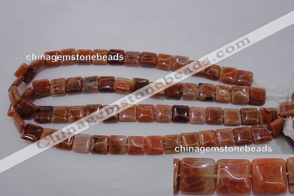 CAG4228 15.5 inches 12*12mm square natural fire agate beads