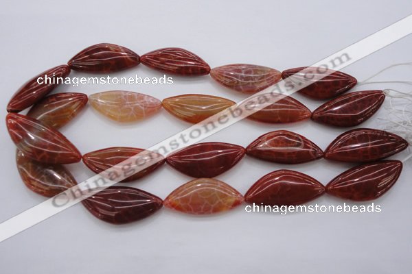 CAG4236 15.5 inches 18*39mm triangle natural fire agate beads