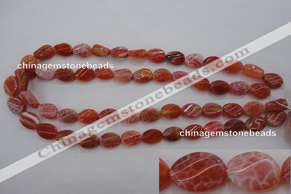 CAG4238 15.5 inches 10*14mm twisted oval natural fire agate beads