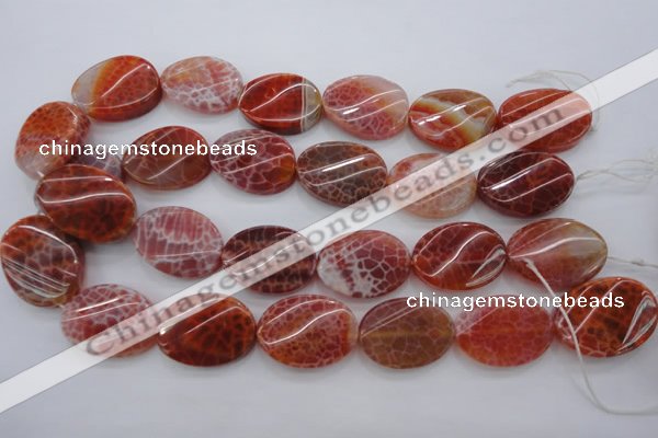 CAG4240 15.5 inches 22*30mm twisted oval natural fire agate beads