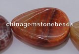 CAG4248 15.5 inches 30*40mm twisted flat teardrop natural fire agate beads