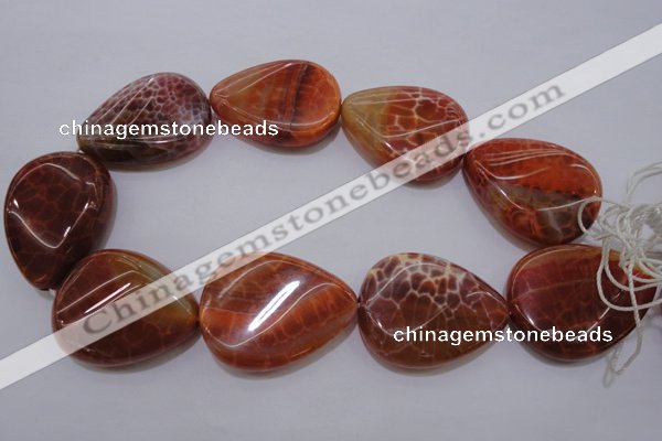 CAG4248 15.5 inches 30*40mm twisted flat teardrop natural fire agate beads