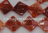 CAG4263 15.5 inches 14*14mm faceted diamond natural fire agate beads