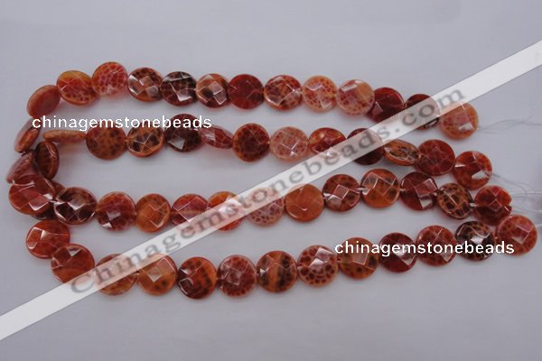 CAG4266 15.5 inches 15mm faceted coin natural fire agate beads