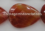 CAG4276 15.5 inches 25*35mm faceted flat teardrop natural fire agate beads