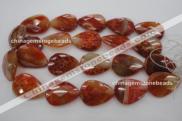 CAG4276 15.5 inches 25*35mm faceted flat teardrop natural fire agate beads