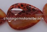 CAG4277 15.5 inches 30*40mm faceted flat teardrop natural fire agate beads