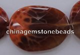 CAG4280 15.5 inches 28*39mm faceted freeform natural fire agate beads