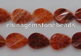 CAG4282 10*14mm faceted & twisted teardrop natural fire agate beads