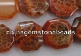 CAG4290 15.5 inches 20*20mm octagonal natural fire agate beads