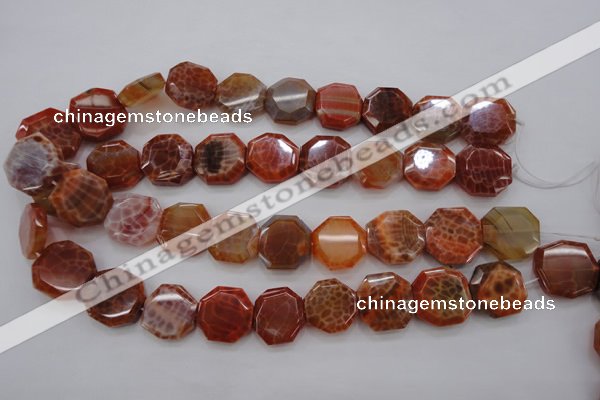 CAG4290 15.5 inches 20*20mm octagonal natural fire agate beads