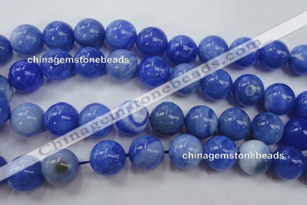 CAG4305 15.5 inches 14mm round dyed blue fire agate beads