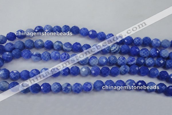 CAG4312 15.5 inches 8mm faceted round dyed blue fire agate beads
