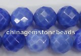 CAG4313 15.5 inches 10mm faceted round dyed blue fire agate beads