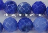 CAG4314 15.5 inches 12mm faceted round dyed blue fire agate beads