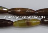 CAG4335 15.5 inches 10*30mm faceted rice botswana agate gemstone beads