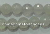 CAG4350 15.5 inches 8mm faceted round white agate beads wholesale